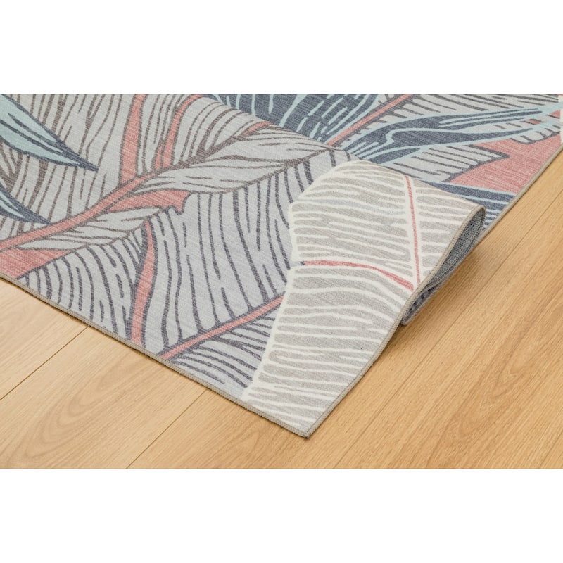 Florida Tropical Leaf Pattern Multicolor Modern Area Rug