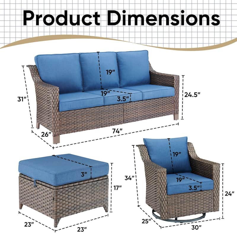 Outside Patio Sofa Chair Set with Cushions