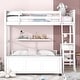 preview thumbnail 28 of 34, Bunk Bed with Built-in Desk and 2 Drawers, Wooden Separated High Loftbed and Platform Bedframe, for Kids Teens Adults Bedroom White - Twin
