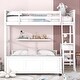 preview thumbnail 2 of 16, Twin over Full Wood Bunk Bed Frame with Desk, Drawers, Movable Lower Bunk, Headboard, Footboard, Ladder, Guardrails - Unisex