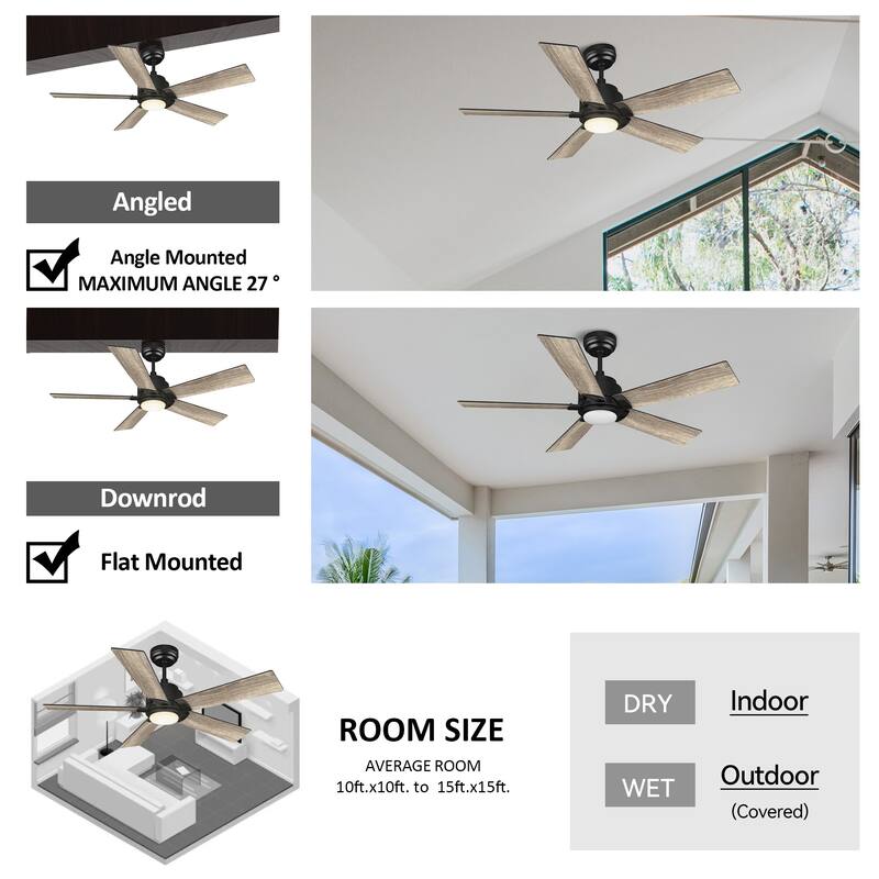 CARRO Joule 48" Smart Ceiling Fan with LED Light and Remote-Downrod