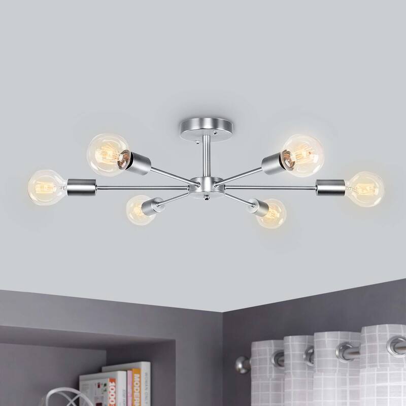6 - Light Modern Metal Sputnik Semi-Flush Mount Lighting