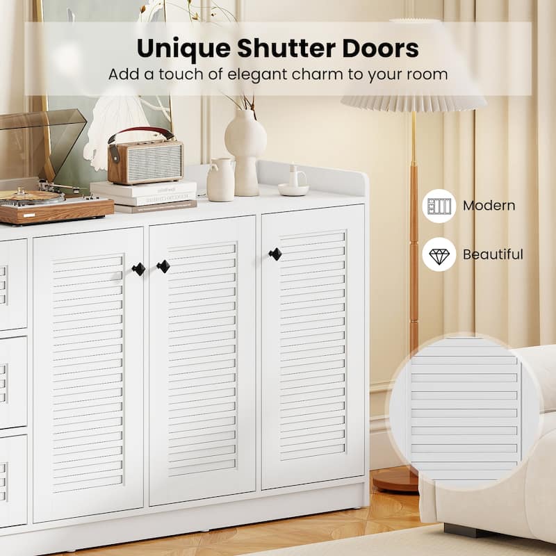 Gymax 63'' Buffet Cabinet w/ Storage 3 Doors & 3 Drawers Anti-Tipping