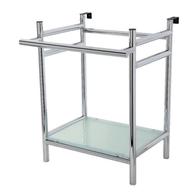 Kingston Brass Fauceture Stainless Steel Console Sink Base with Glass Shelf - Frosted Glass/Polished Chrome