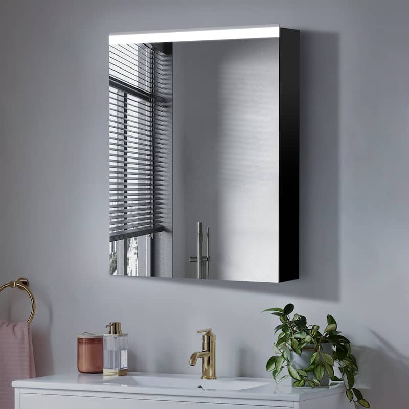 Bathroom LED Rectangular Aluminum Surface Mount Medicine Medicine Cabinet With Adjusted Glass shelves - 30"H x 24''W x 4.25''D,Right Open
