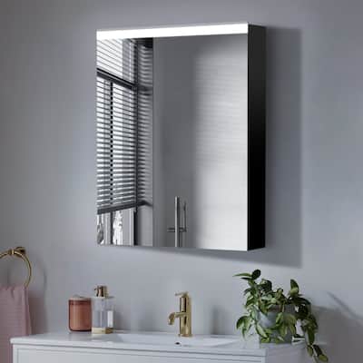 Bathroom LED Rectangular Aluminum Surface Mount Medicine Medicine Cabinet With Adjusted Glass shelves