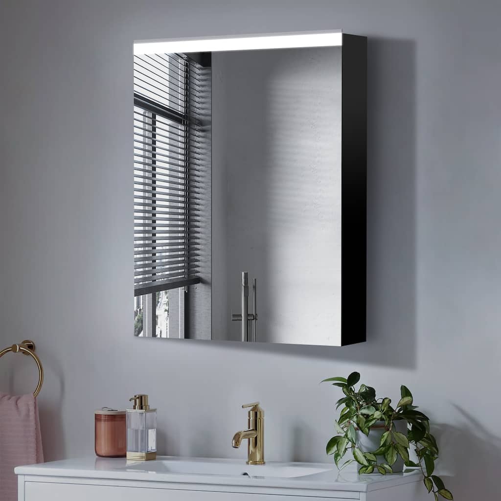 Bathroom LED Rectangular Aluminum Surface Mount Medicine Medicine Cabinet With Adjusted Glass shelves