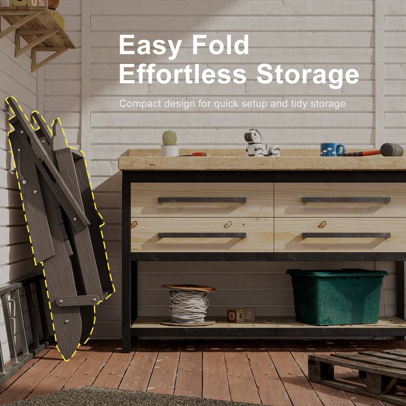 HDPE All-Weather Folding Adirondack Chair with Cup Holder