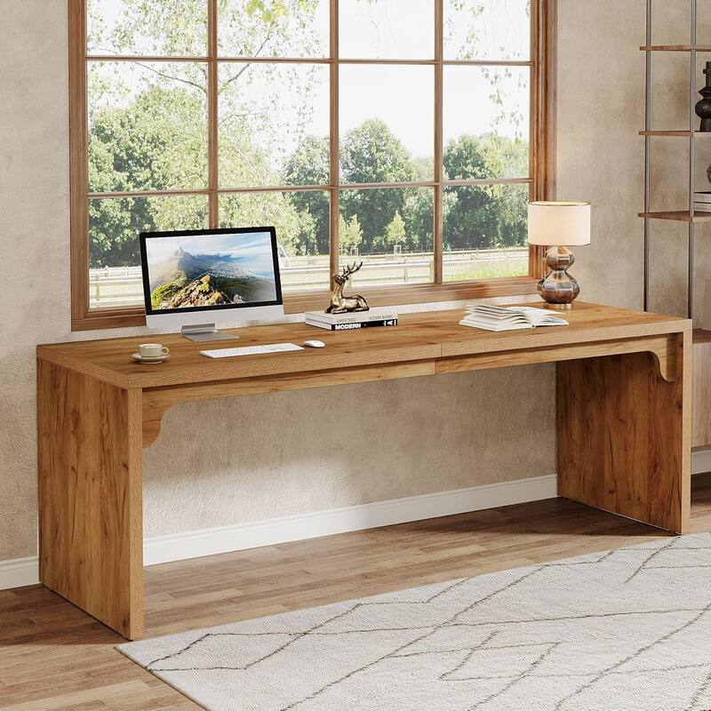 78.7" Extra Long 2-Person Computer Desk, Large Modern Wooden Workstation for Home Office, Double Study & Writing Table
