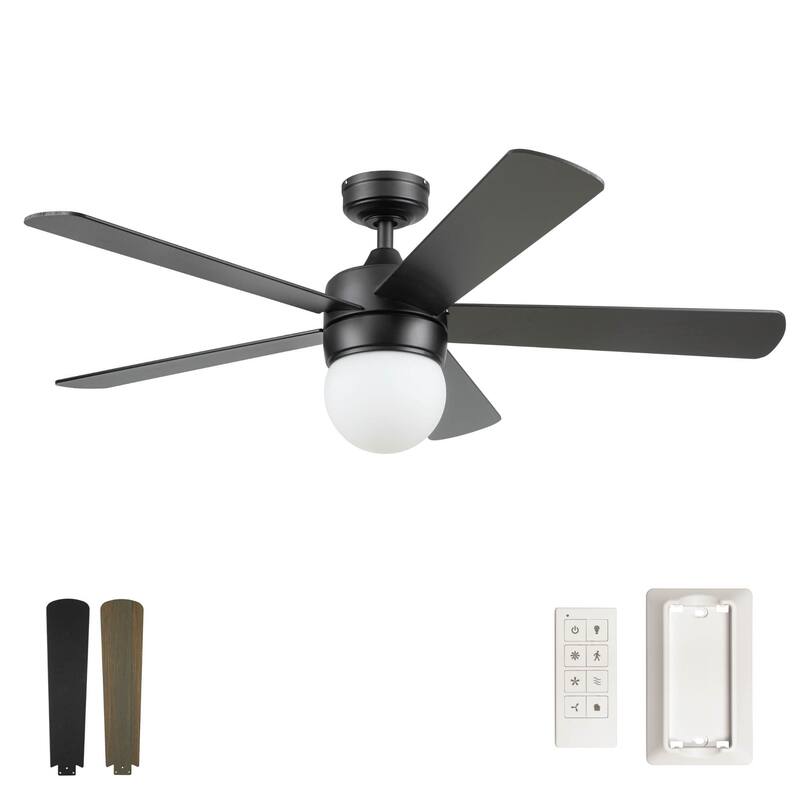 52" Prominence Home Ardrey Kell Modern Indoor LED Ceiling Fan with Light, Remote Control, Dual Mounting, Dual Finish Blades