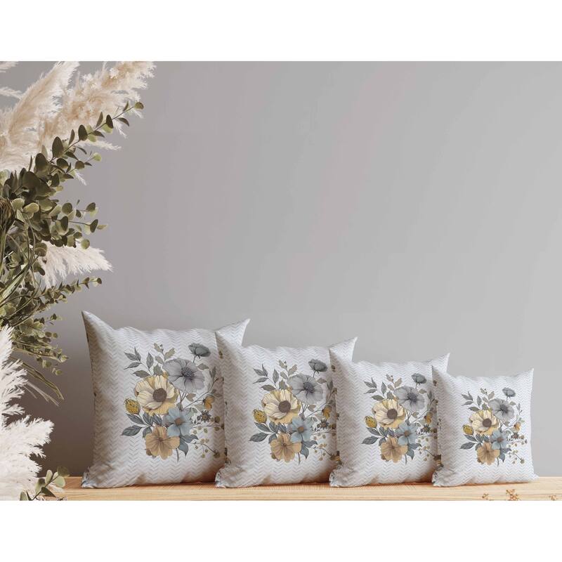 Misty Meadows Faux Suede Reversible Throw Pillow Blue and Gold