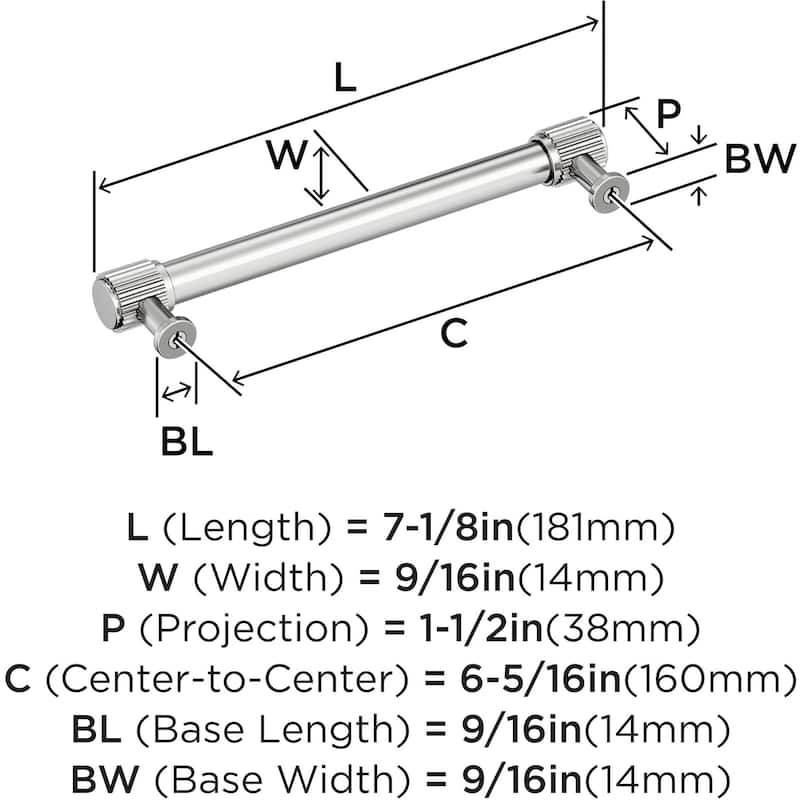 Amerock BP37805 Farewind 6-5/16" Center to Center Fluted Bar Cabinet