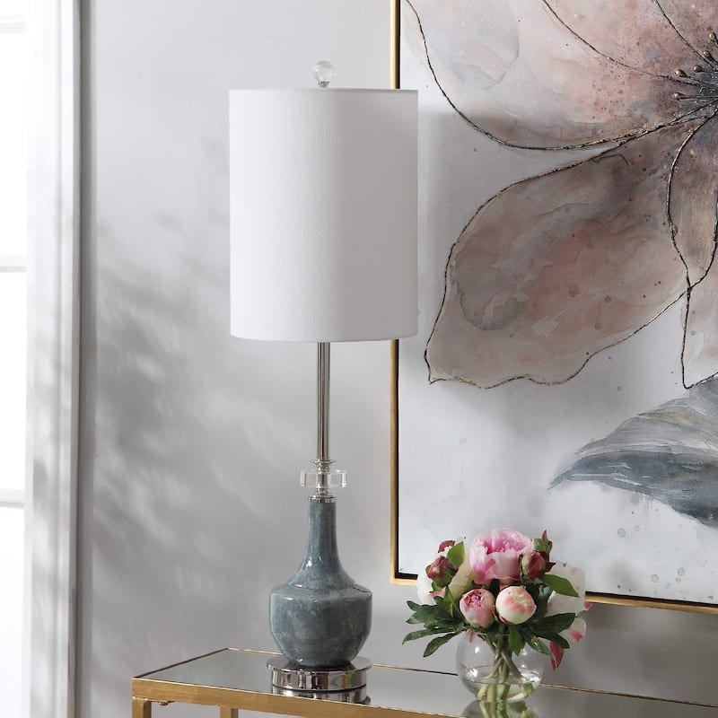 Mottled Glaze Buffet Table Lamp - 33" - Blue and White