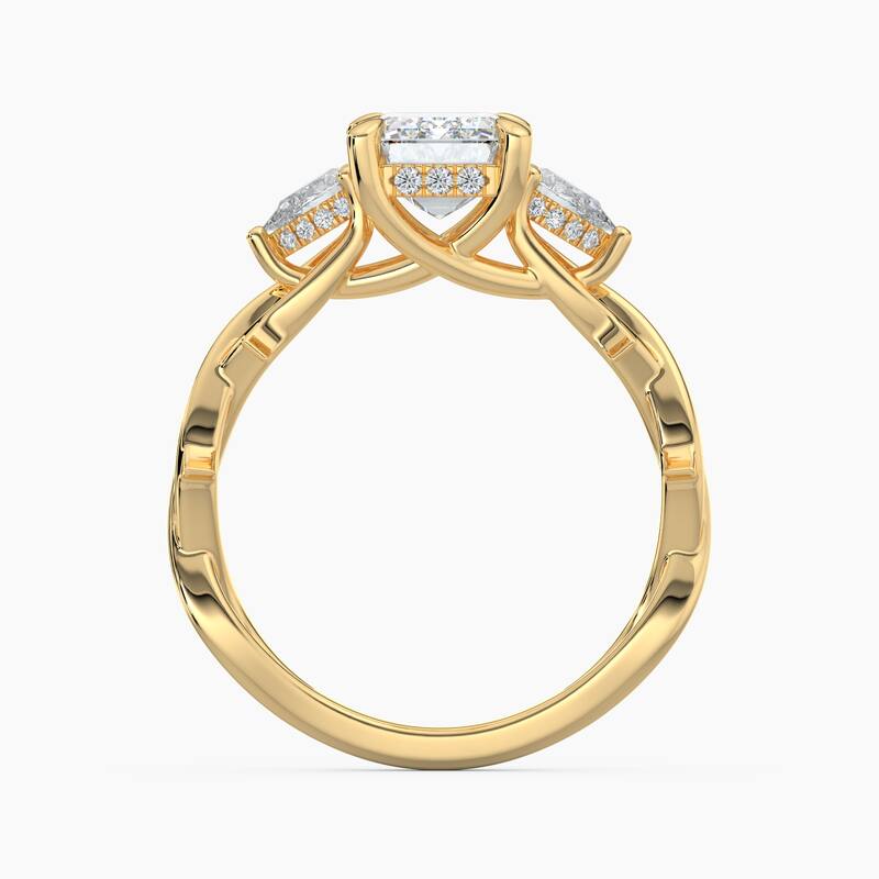 Auriya 14k Gold Emerald Lab Grown Diamond Thorn Vine Three Stone Hidden Halo Engagement Ring 1 to 5 ct. tw. (F-G, VS)