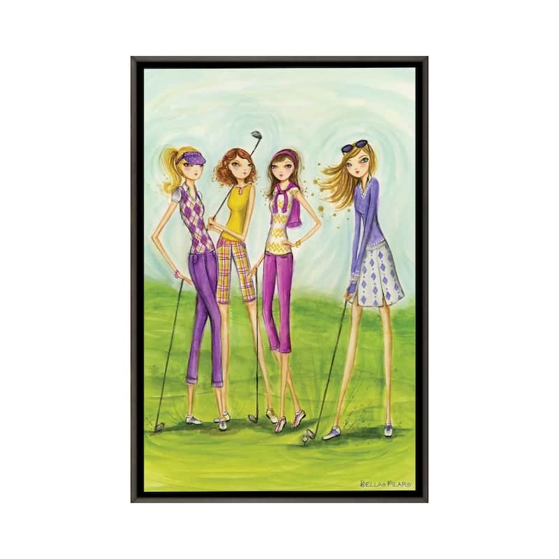 iCanvas "Ladies Golf In Style" by Bella Pilar Framed - Charcoal - 26x18