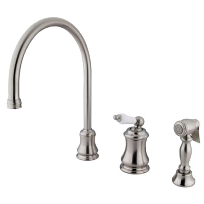 Kingston Brass Restoration Gooseneck Kitchen Faucet with Porcelain