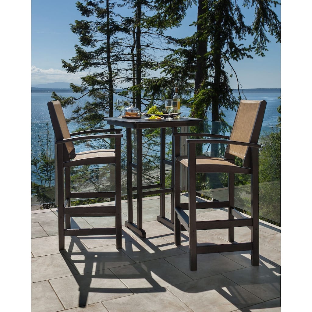 POLYWOOD Coastal 3-piece Outdoor Tall Bar Set with Table