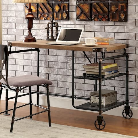 Furniture of America Wini Industrial Black 47-inch Metal Computer Desk
