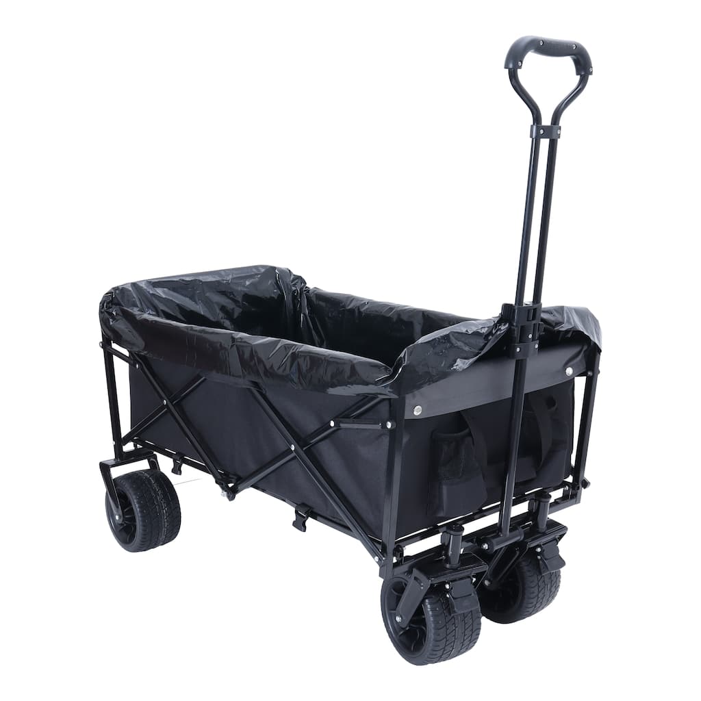 440Lbs Collapsible Foldable Wagon Cart With 3Pcs Liner Bag , Beach Wagon Utility Cart For Camping Shopping Sports