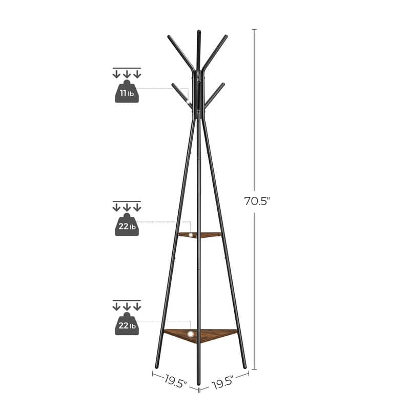 Coat Hanger Stand - 19.5"D x 19.5"W x 70.5"H