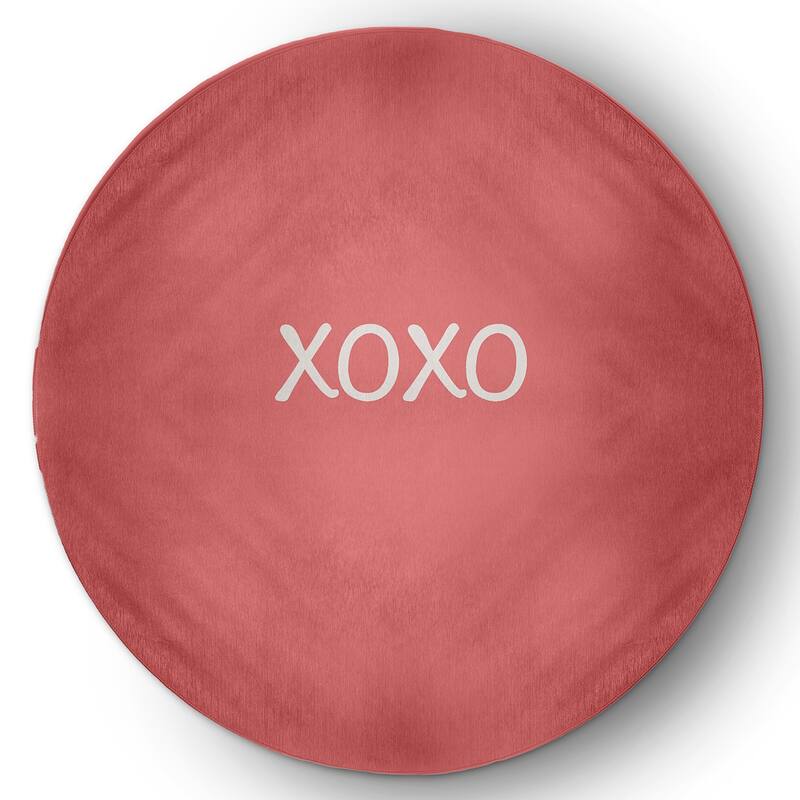 XOXO Valentines Chenille Indoor/Outdoor Rug - Coral - 5' Round