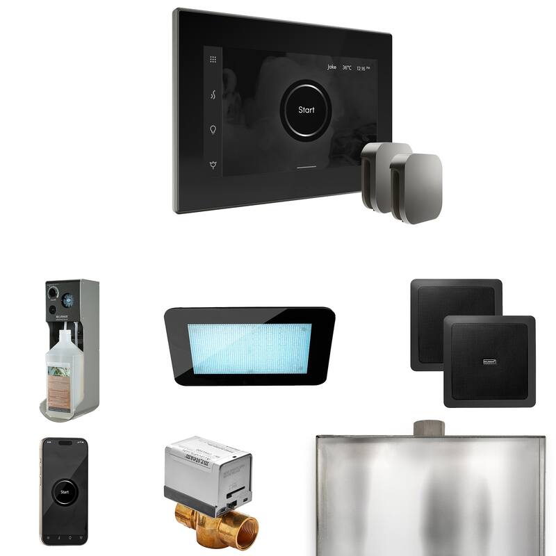 Mr Steam XDRM2X Xdream Max Package Steam Shower Control Package with - Black / Satin Steel