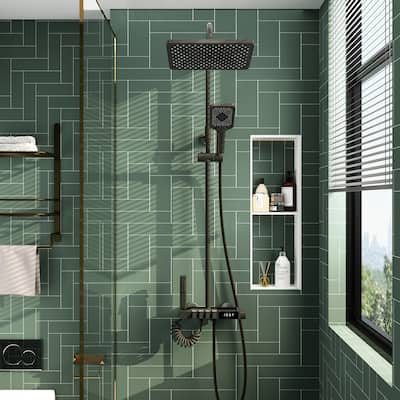 Gunmetal Smart Shower System with LED Display: Independent Buttons,Durable Build