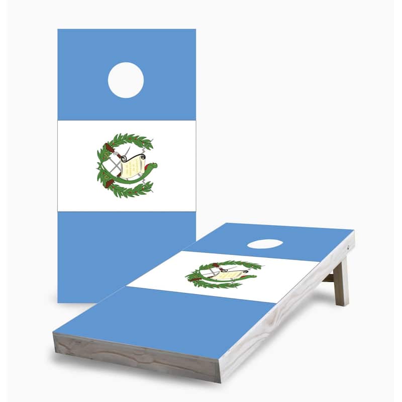 Guatemalan Flag Cornhole Game (Choose Wraps or Boards) - 2x4 Boards (24" x 48") - Include Hole Lights
