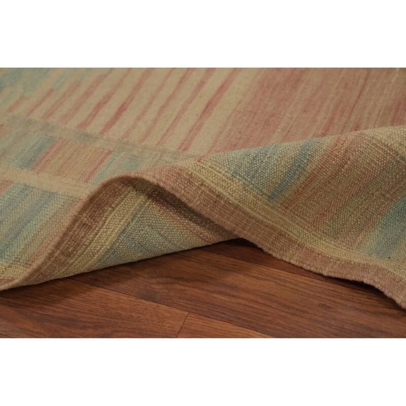 Hand Woven Oriental 100% Wool Carpet Southwestern Tribal Pink Kilim Area Rug - 7' 11'' X 5' 1''