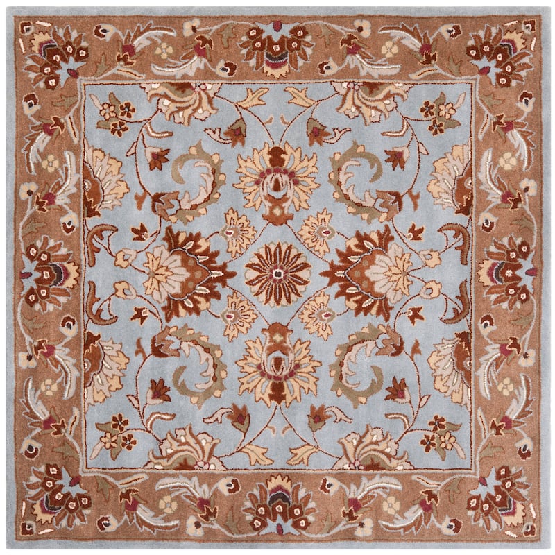 SAFAVIEH Handmade Heritage Imperial Palace Traditional Oriental Wool Rug - 6' x 6' Square - Blue/Beige - Square/Runner