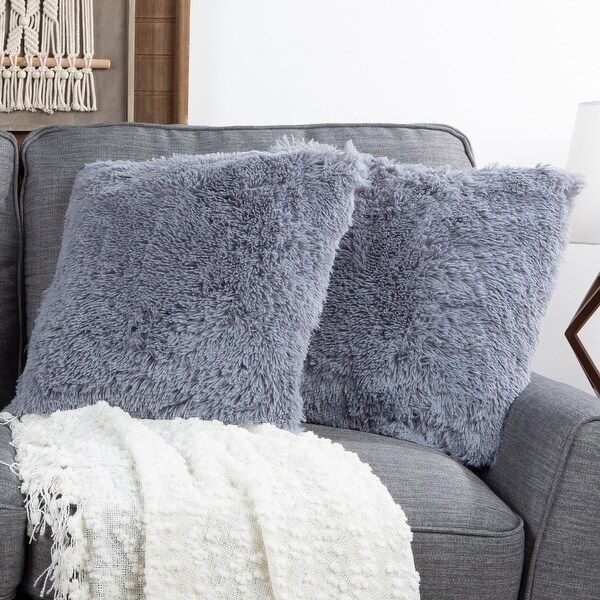Hastings Home Faux Fur Shag Pillows Set of 2 On Sale Bed Bath