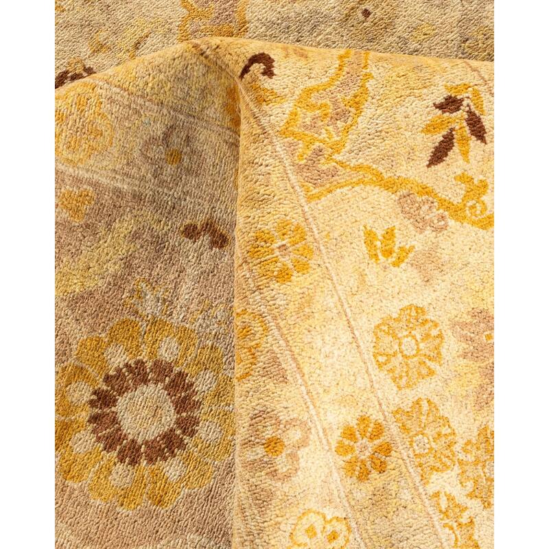 Overton Hand Knotted Wool Vintage Inspired Traditional Ottoman Ivory Area Rug - 9' 1" x 12' 0"