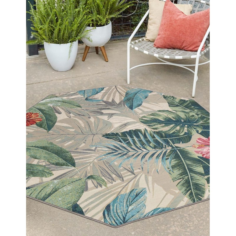 Outdoor Turgh Collection Area Rug - Multi - 5'3"x5'3" Octagon