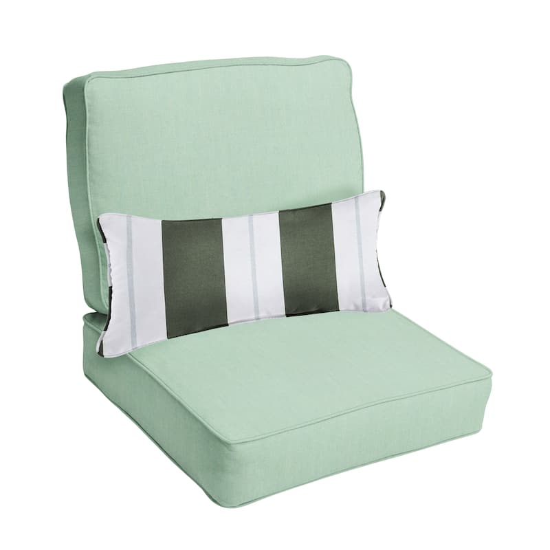Sorra Home Oakley Sunbrella Solid Indoor/ Outdoor Corded Chair Cushion Set and Lumbar Pillow