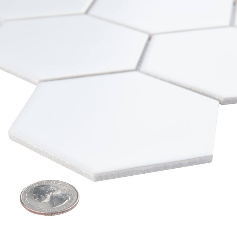 Merola Tile Metro Super Hex Series Matte White 10" x 11-1/2" Porcelain Mosaic Tile