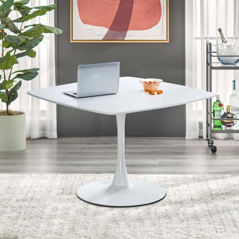 Modern Stylish Square Dining Table with Wooden Top and Metal Legs - White - 42.11''W x 42.11''D x 28.72''H