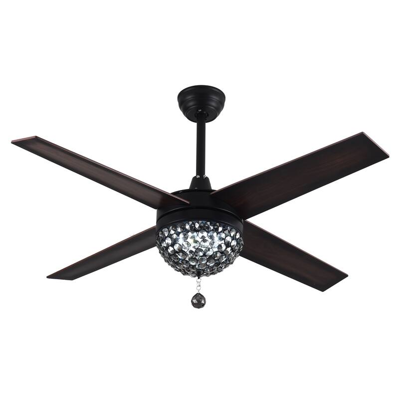 Bella Depot 52" Modern Crystal Ceiling Fan with LED Light, Reversible Ceiling Fan with Remote Control