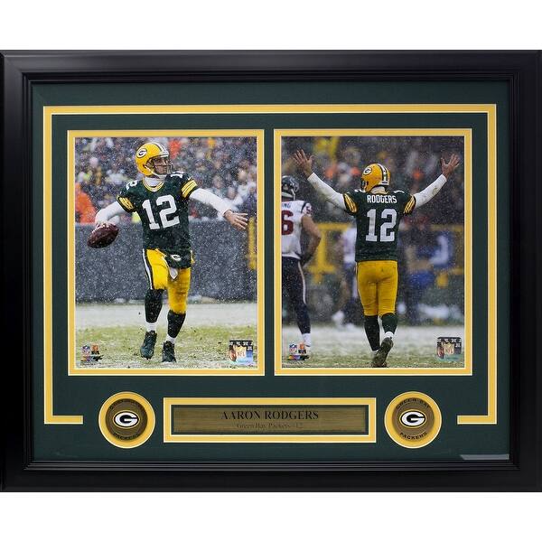 Shop Black Friday Deals On Aaron Rodgers Framed Green Bay Packers Td Snow Photo Collage Overstock 25677429