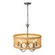 preview thumbnail 8 of 14, 5-Light Farmhouse Boho Rustic Woven Rattan Pendant Light Round Drum Hand Woven Bamboo Rattan Chandelier - 19.6 in. W