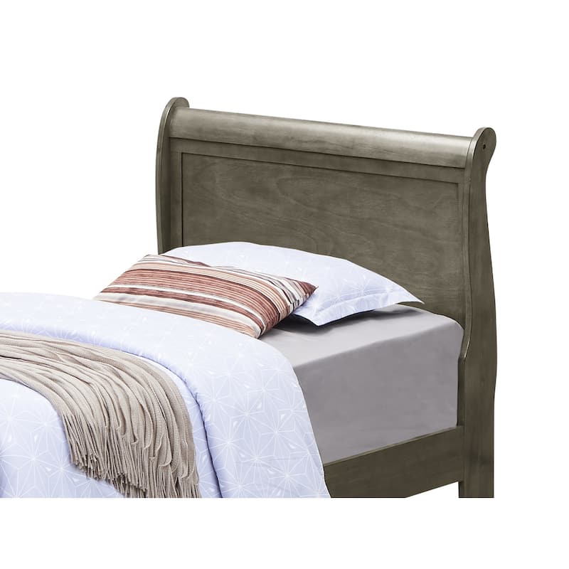 Gray Twin Bed with Sturdy Frame and Classic Design, Stylish Bedroom Furniture for Kids, Guests or Compact Spaces
