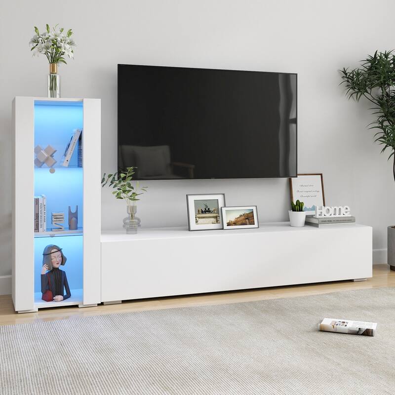 Storage Cabinets with Aluminum Strip Lamp & with Glass Shelves