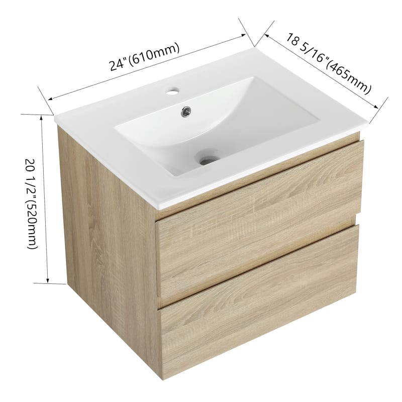 BNK 24"/30"/36'' Single Sink Bathroom Vanity with Two Soft Close Drawers