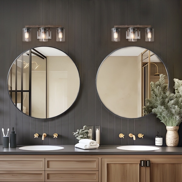 Fora Modern Farmhouse 3 4 Light Glass Bathroom Vanity Lights Rustic Metal Wall Sconces On Sale Bed Bath Beyond 24095617