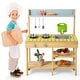preview thumbnail 4 of 12, Wooden Pretend Play Toy Kitchen with Stove Open Top Shelf and Spacious Tabletop - 29.5" x 14" x 36"