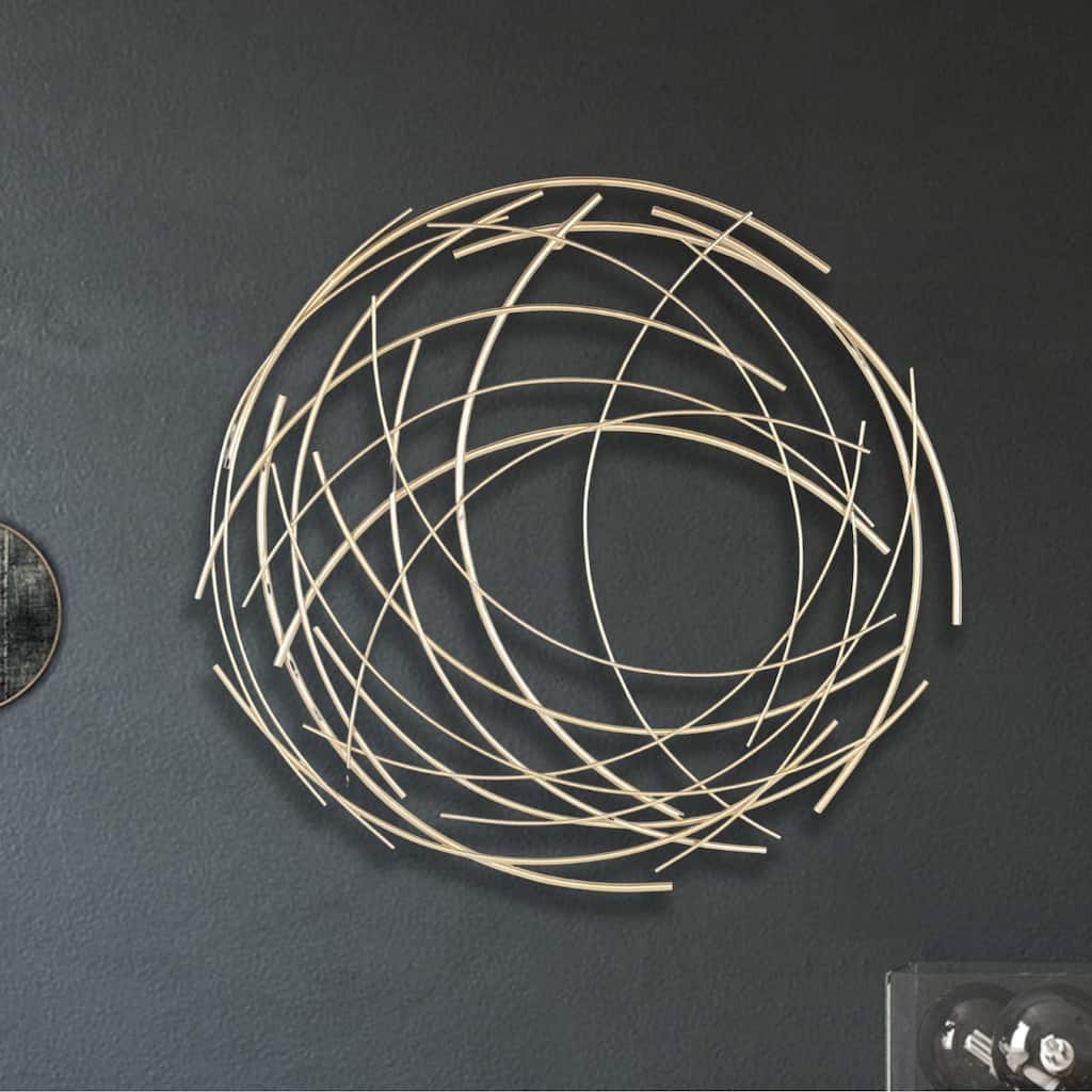 Denine Metal Gold Large Abstract Round Wall Art