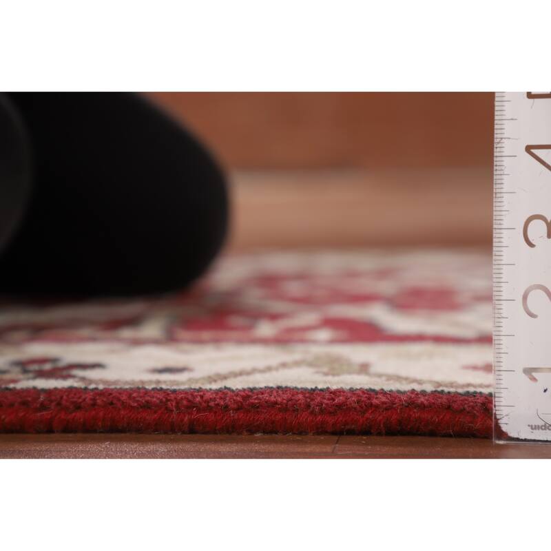 Red & Ivory Oushak Indian Runner Rug Hand-Knotted Wool Carpet - 2'9"x 7'10"