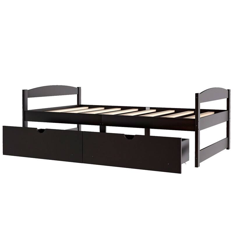 Twin Size Platform Bed, With Two Drawers