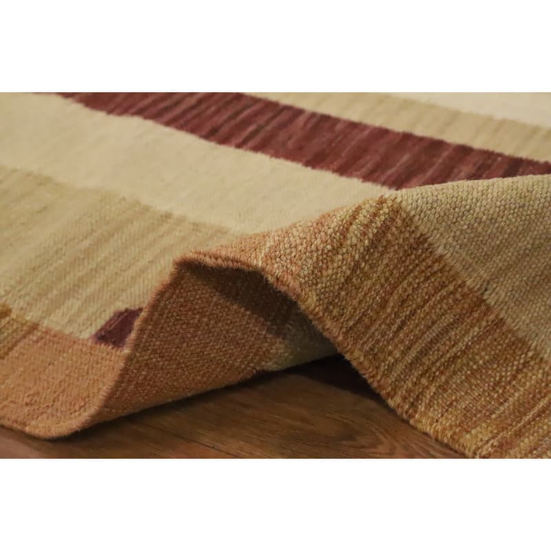 Hand Woven Oriental 100% Wool Carpet Southwestern Tribal Beige & Ivories Kilim Area Rug - 5' 7'' X 3' 11''