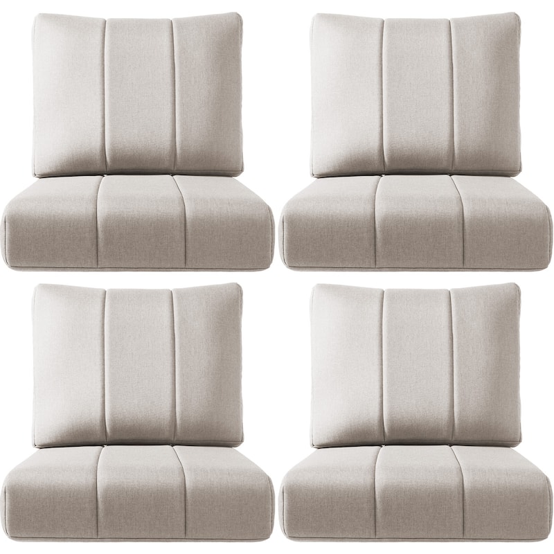 Ivora 24" W x 24" D x 6" T Water & Fade Resistant Outdoor Lounge Chair Replacement Cushion Set - 4 Sets - Beige
