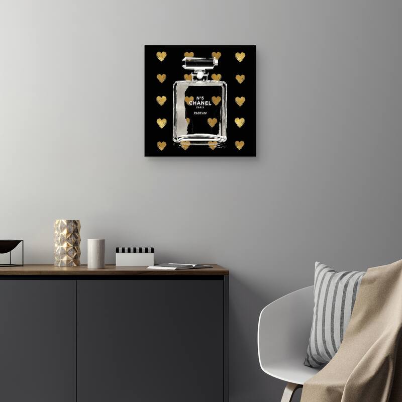 Gold Hearts on Black by Madeline Blake Canvas Art Print